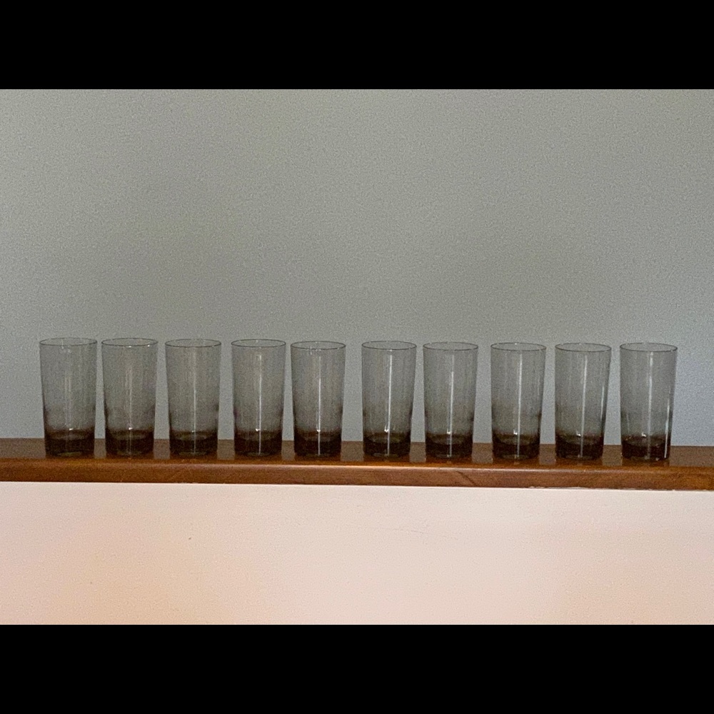 Vintage smoky gray stackable glassware
